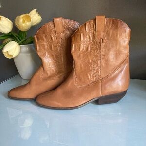 Tan Leather Western Boots Size 8